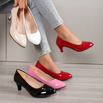 Nowe damskie buty na wysokim obcasie Nude Shallow Mouth Pumps Fashion Shoes Office Work Party Shoes Ladies Wedding Shoes Solid Color Heels Women