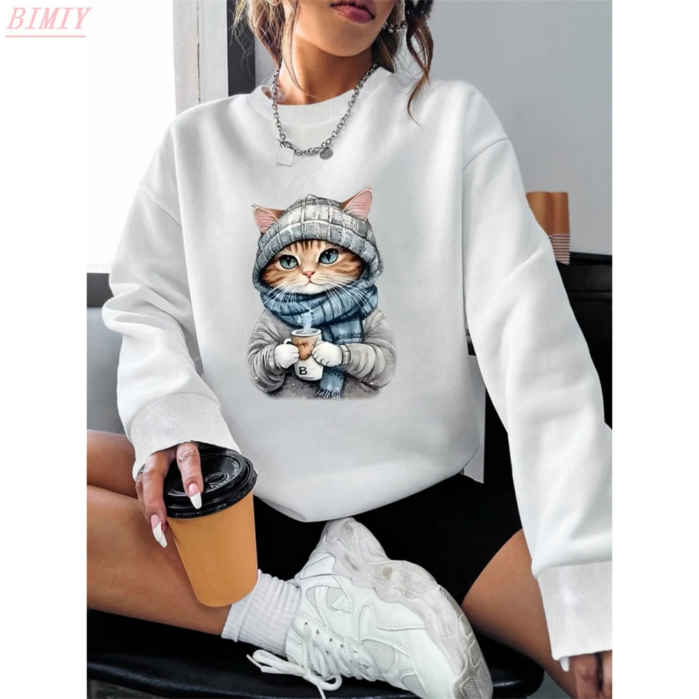 Teacup Cat 3d Print Woman Clothing Funny Women Hoodie Fashions Long Sleeve Pullover Tops Oversized Hoodies For Autumn/Winter