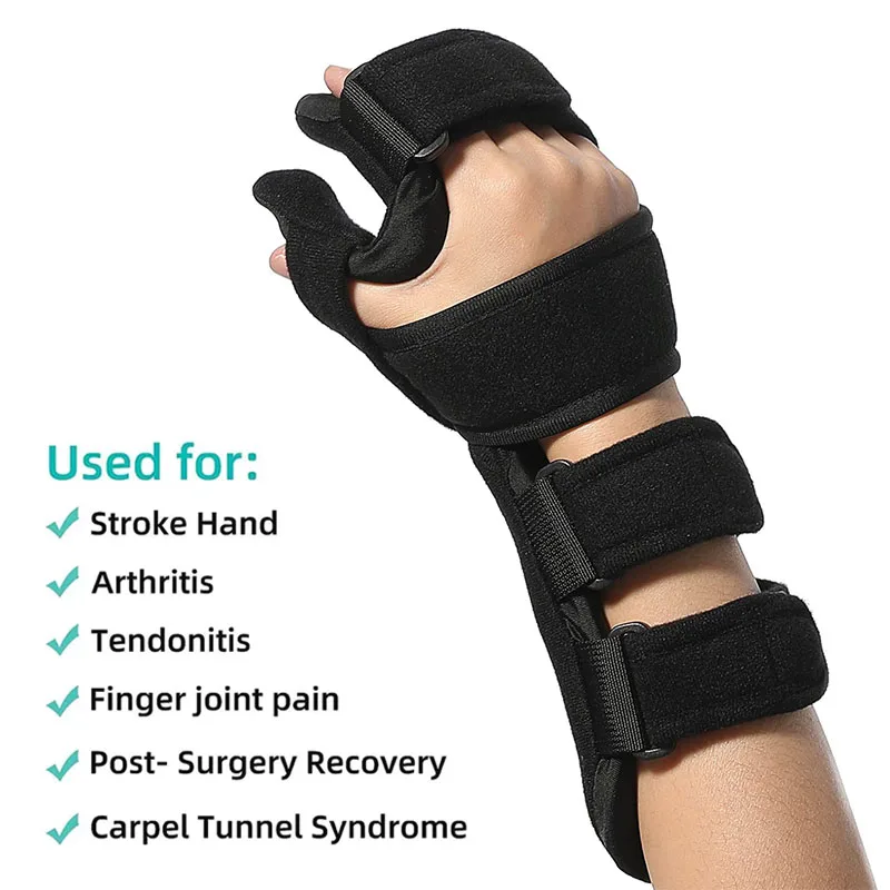 

Stroke Hand Brace Support Adjustable Finger Night Hand Splint Support Orthopedic Wrist Rest Arthritis Tendonitis Rehabilitation