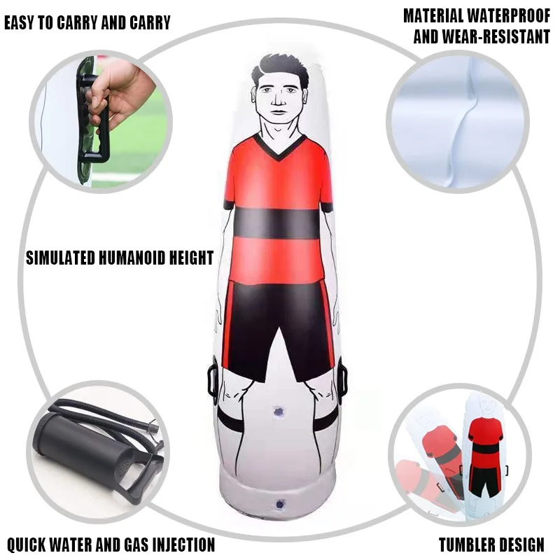 Inflatable Soccer Dummy Portable Goalkeepr Air Mannequin Free Kick Defender Wall Football Practice Tumbler Soccer Training Dummy