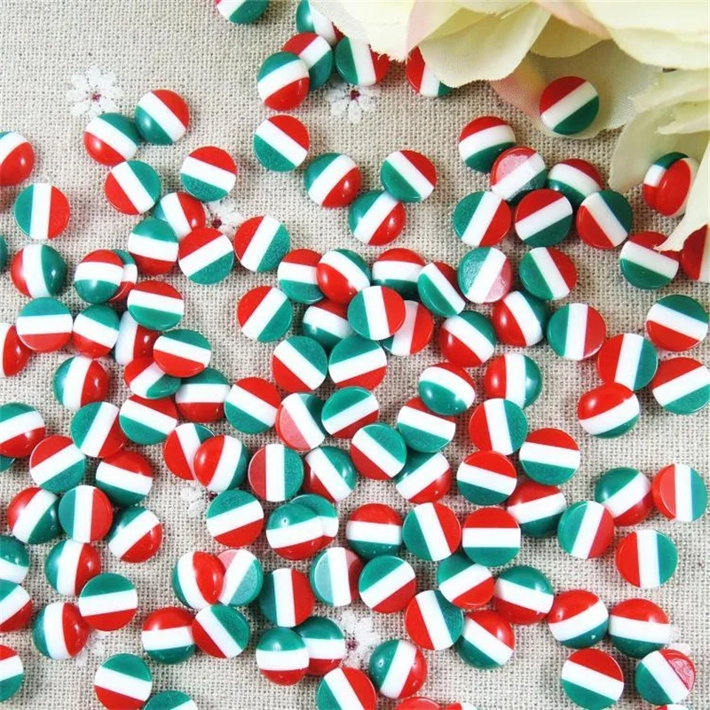 Wholesale 8mm10mm Rasta Style Round Half Flat Back Cabochon Resin Beads DIY Phone Cases Jewelry Home Decoration Craft Scrapbook