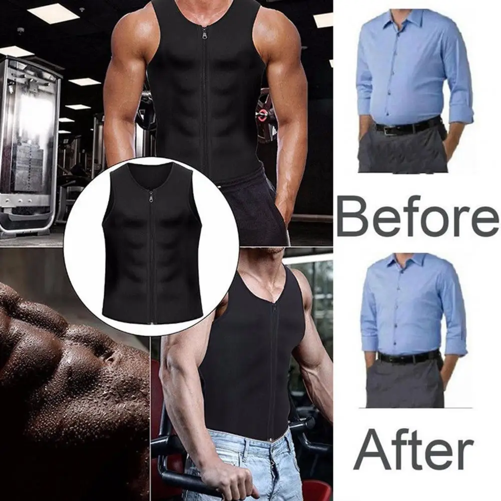 Men Protective Vest Advanced Nanotechnology Muscle Defining Vest for Men O-neck Tank Top with Zipper Placket Safety Features