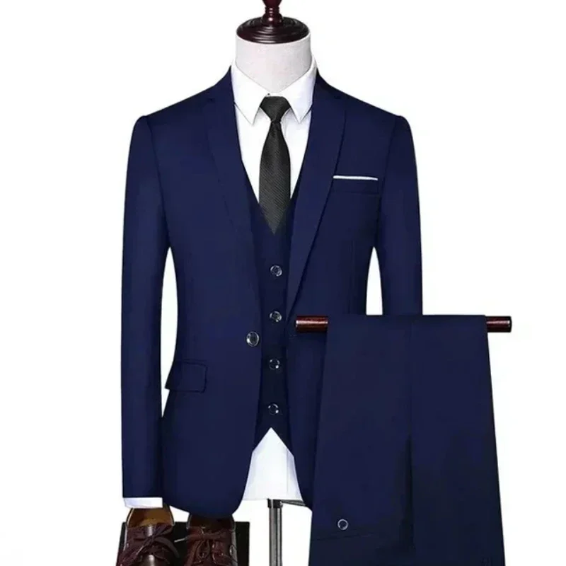 Traje para hombre, conjunto de Blazers elegante para boda, lujo, 3 piezas, 2024, chaleco Formal de negocios de alta calidad, pantalones, abrigos