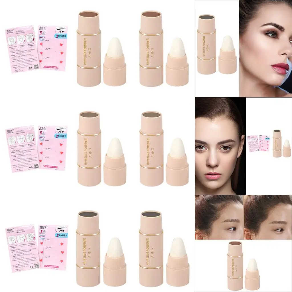 Kit para dar forma a las cejas con plantillas, maquillaje en polvo de sombra de línea de cabello de larga duración para mujeres