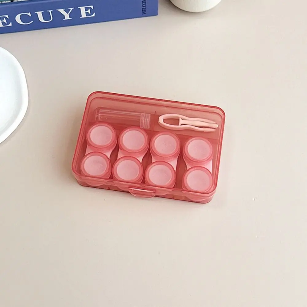 Portable Cute Contact Lense Case Small Solid Color Contact Lenses Box Candy Color High-capacity Invisible Care Box Women