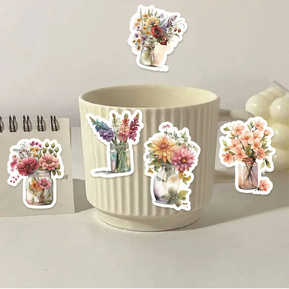 Etori Life 30pcs Fresh Plants and Colorful Flowers Exquisite Patterns Student DIY Laptops,Scrapbooks Decoration Stickers