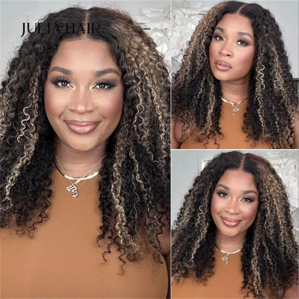 

Julia Hair Put On And Go 7x5 Bye Bye Knots Wig Pre Cut Lace Balayage Blonde Highlights Jerry Curly Glueless Lace Human Hair Wig