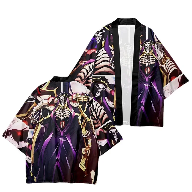 Anime Overlord Albedo Kimono japonais pour hommes et femmes, Haori entreMiCosplay, chemises d'été à manches courtes, Streetwear, mode