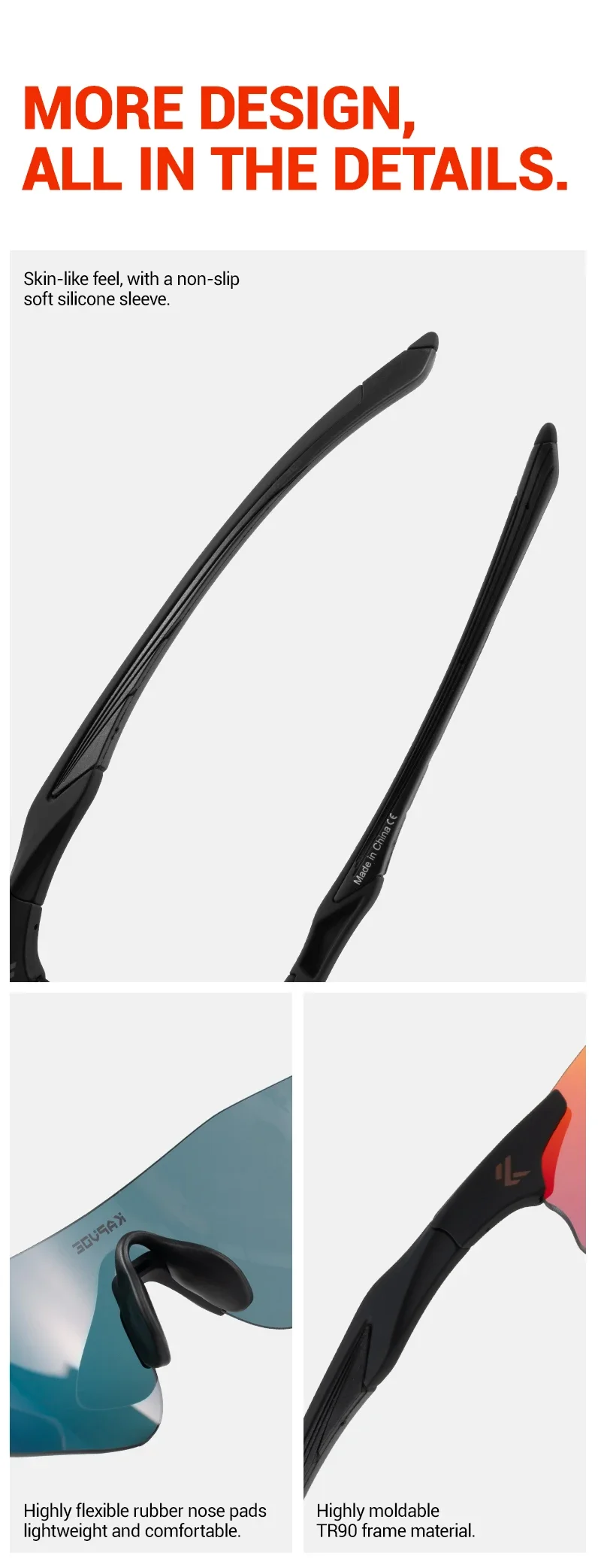 Kapvoe Photochrome Laufsonnenbrille für Herren, Outdoor-Sport, Fahrradbrille, Radbrille, UV400, ultraleichte Marathon-Brille, MTB – Detail 8