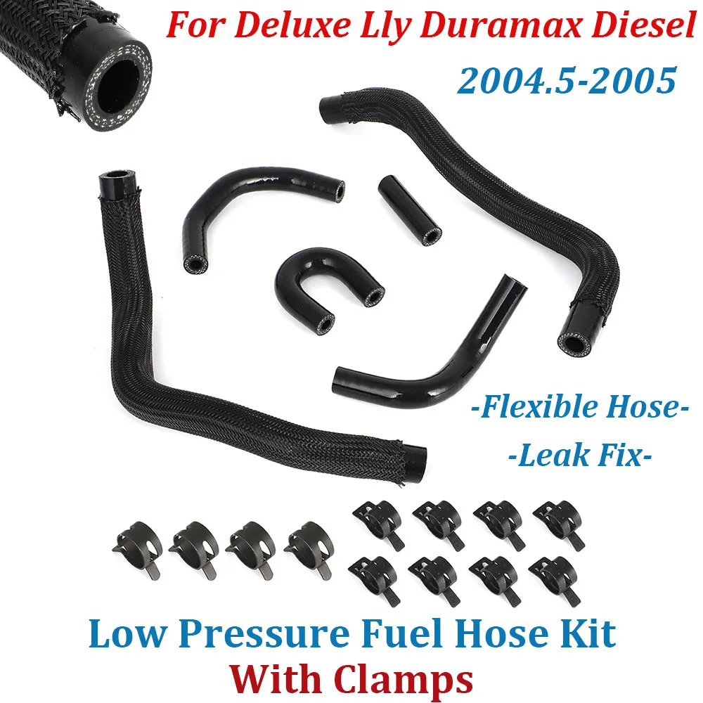 For Deluxe Lly Duramax Diesel Low Pressure Rubber Fuel Hose Kit 2004.5-2005 6.6l