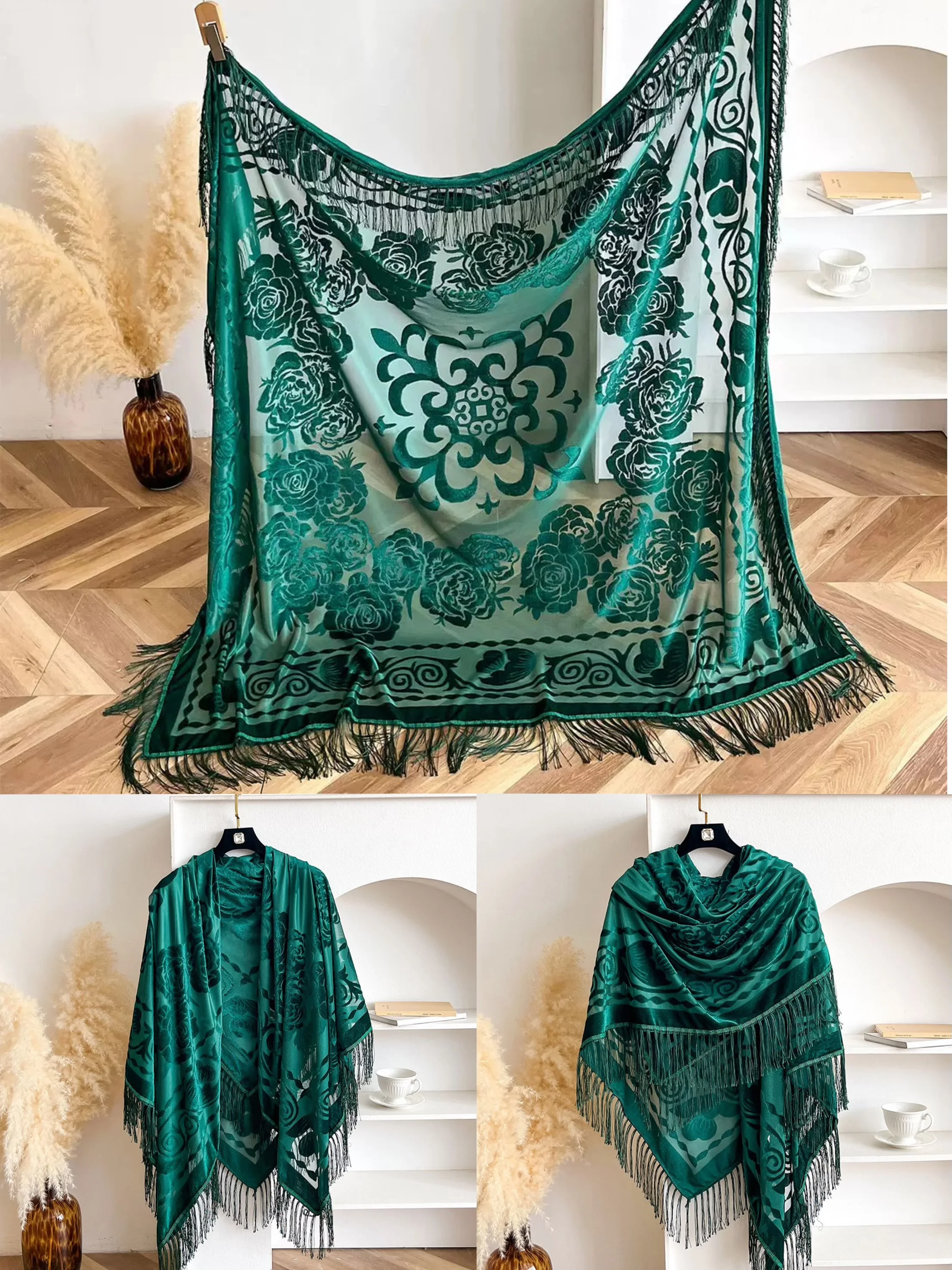 

2026 New Luxury Silk Embroidery Flowers Shawl Tassels Scarf for Women Design Hijab Wraps Lady Scarves Headkerchief Echarpe