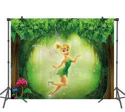 Disney Wonderland Tinker Bell Backdrop Kids Birthday Background Fairy Tale Tinkerbell Vinyl Polyester Photography Decor Props