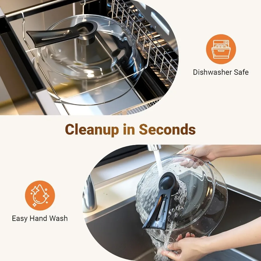 غطاء زجاجي لترشيش الميكروويف مع مقبض واقف لحماية الطعام، آمن للاستخدام في غسالة الأطباق، تصميم آمن للطعام، ميكروويف شفاف Pla #6