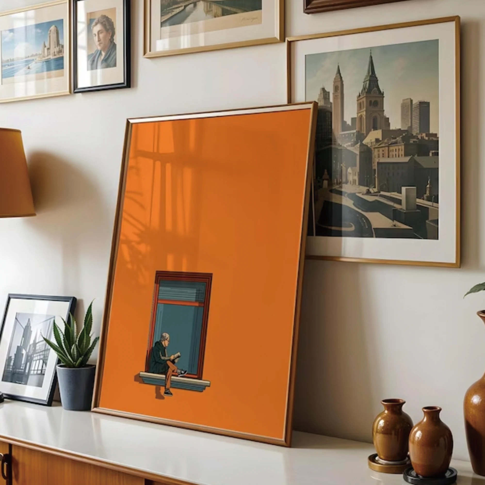 Póster de pintura en lienzo con estampado artístico minimalista de color naranja, dopamina, cálido y colorido, para sala de estar, dormitorio, decoración del hogar