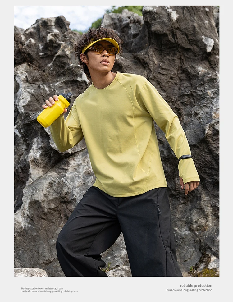 Herren Performance-T-Shirt mit Rundhalsausschnitt und langen Ärmeln – UPF50+ Sonnenschutz, 7A antibakteriell & schnelltrocknend für Sport- und Outdoor-Aktivitäten – Detail 12