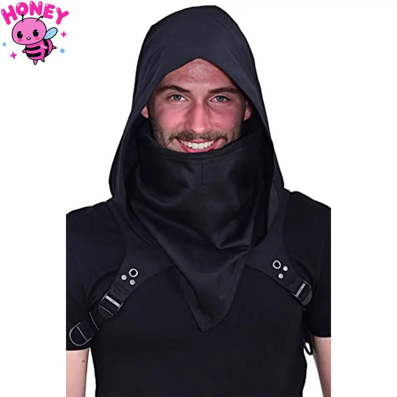 Gorro Medieval Unisex con Máscara, Accesorios de Disfraces para Hombre y Mujer, Capucha de Ninja, Disfraz de Halloween, Pasamontañas para Adultos