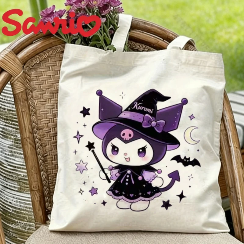 

1PC Kuromi Witch Halloween Canvas Tote Eco-friendly Reusable Shoulder Bag