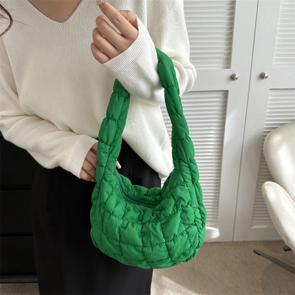 Women Diamond Embroidery Shoulder Messenger Bag Winter Puffer Handbag Bag