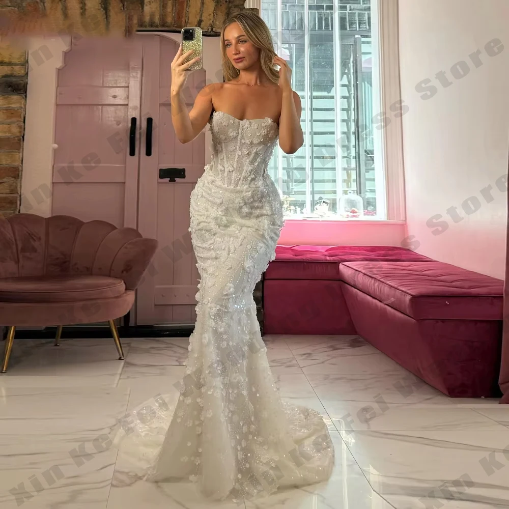 2026 بريق المرأة زي العرائس مثير قبالة الكتف أكمام حورية البحر الأميرة الكرة فساتين الزفاف مساء رسمي مخصص