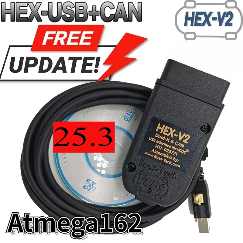 

Для VAGCOM 25,3 2025 VCDS интерфейс VCDSCAN HEX V2 Обновление ДЛЯ VW Для AUDI Skoda Seat Многоязычный автомобильный диагностический инструмент