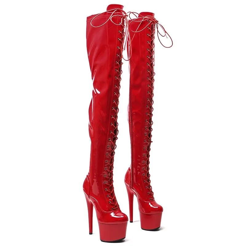 

Women's 17CM/7Inches PU Upper High Heel Platform Thigh High Boots Closed Toe Pole Dance Boots 043