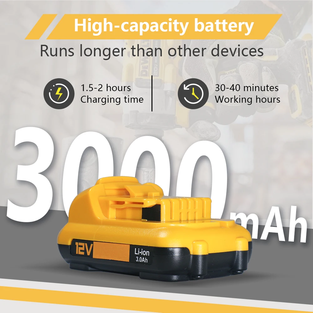 Pro DeWalt 10,8V 12V 1,5-3Ah Li-Ion baterie do nářadí 18650 pro DeWalt DCB127 DCB124-XJ DCB120 DCB123 DCB122 DCB124 DCB121 baterie do nářadí - náhled 4