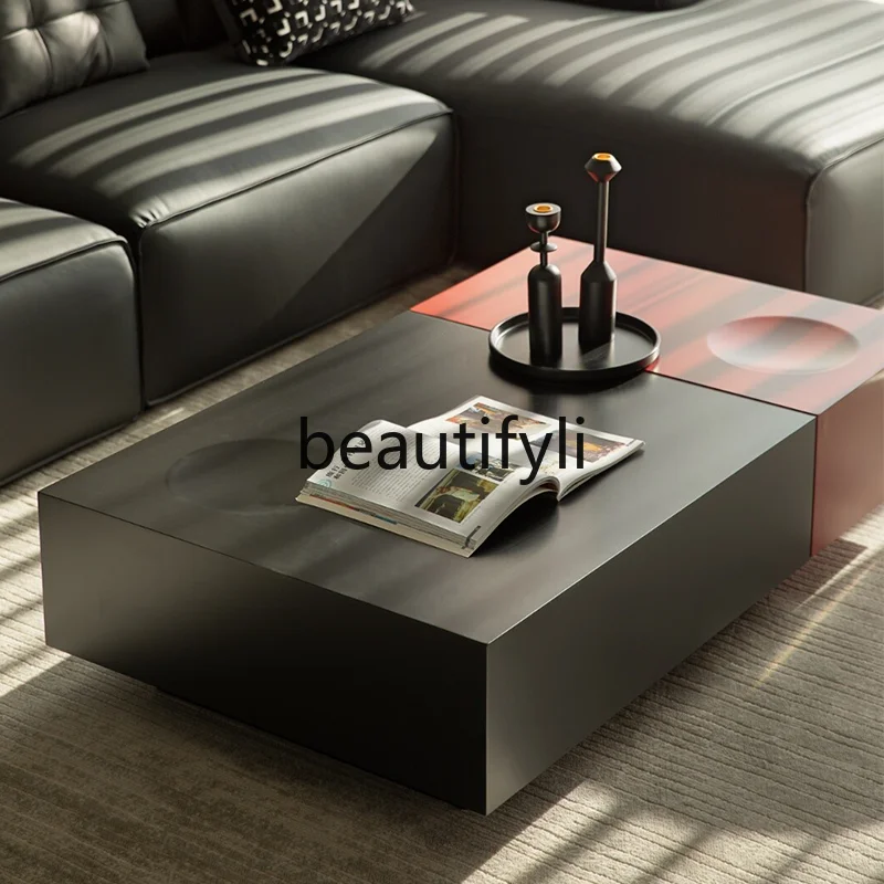 Minimalist art coffee table color matching combination coffee  tea table fashion black and red corner table