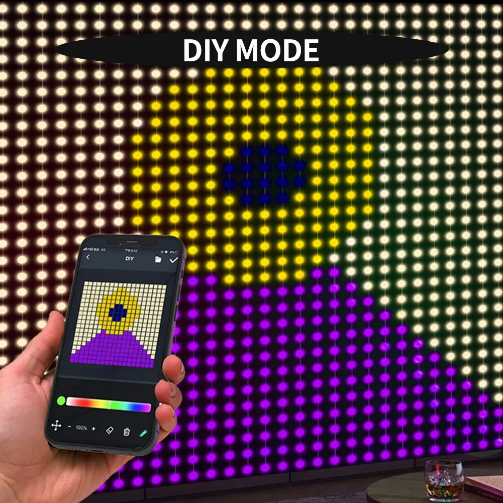 RGBIC Smart Curtain Lights 3X3m Bluetooth LED Strip Light DIY Programmable Pixel Curtain Screen for Room Decor Ambience