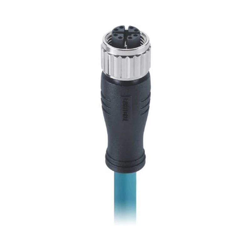 Connecteur M12 X Code Femelle IP67 Angulaire 8 Broches Moulé avec Câble Ethernet S/FTP de 1M 6A