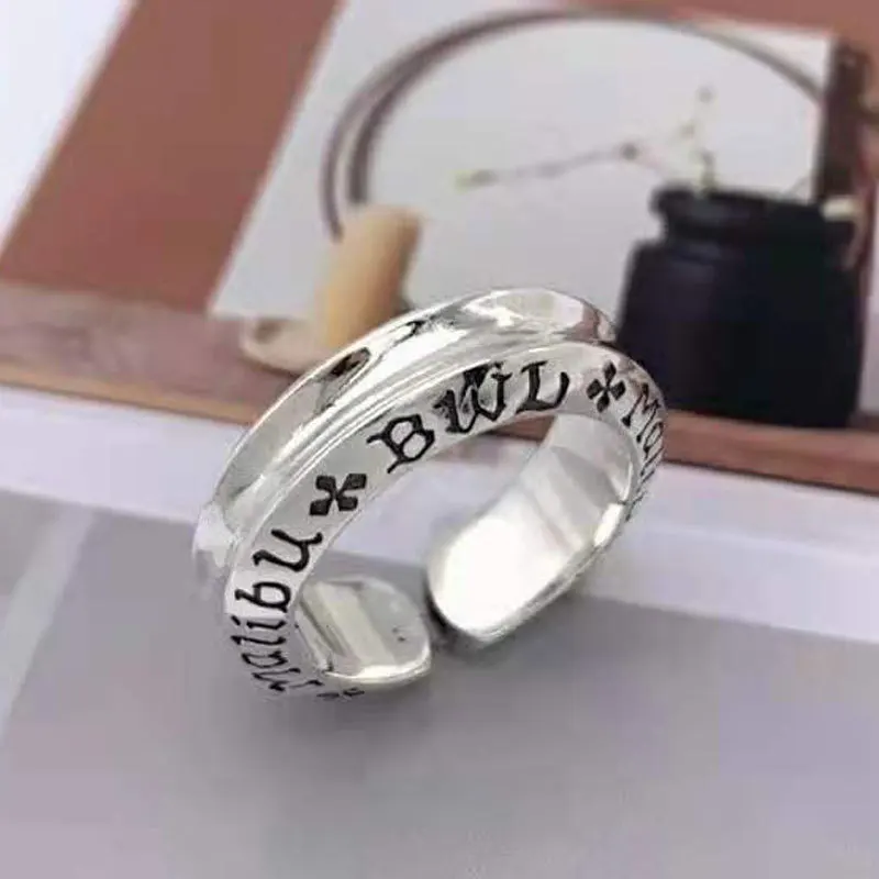 Sterling silver concave personalized cross ring, punk trendy nightclub DJ hairstylist accessory, men's and women's bouncy ring