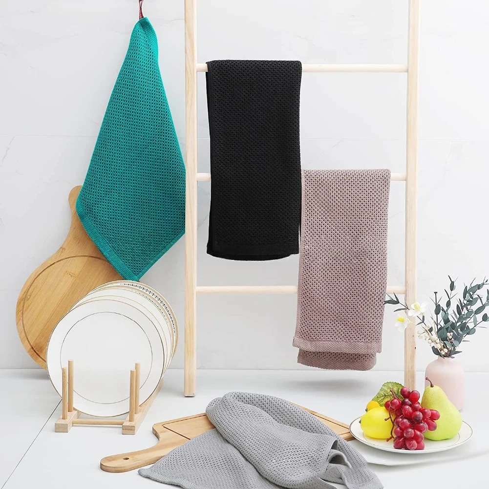 

Natural Cotton Soft Cloths Rags,Waffle Weave Kitchen Towels And Dishcloths Sets Household Cleaning Cloth Wholesale Thickened