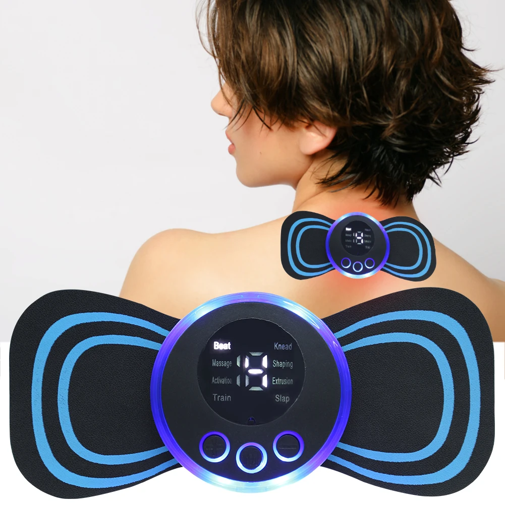 

1Pc EMS Electric Pulse Neck Massager Cervical Massage Patch 8 Mode LCD Display Neck Stretcher Back Muscle Stimulator Relief Pain