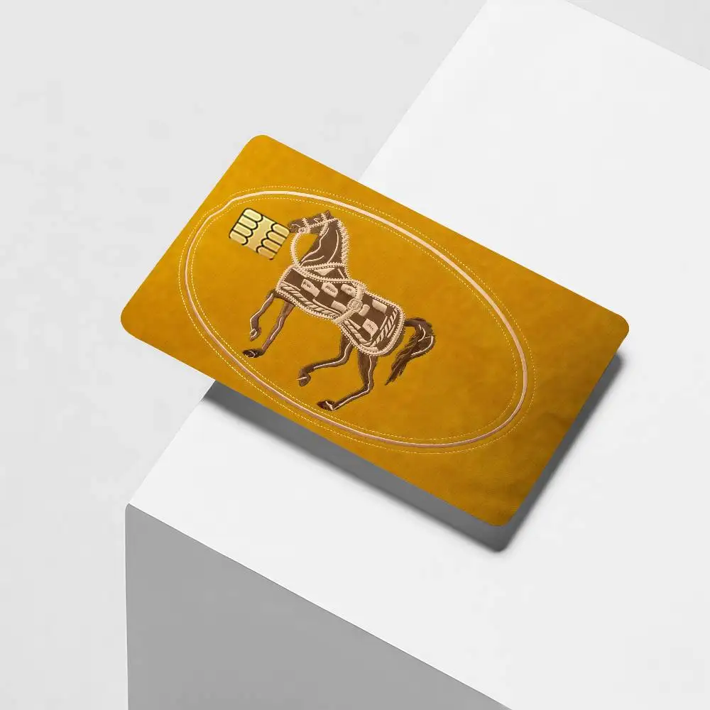 Hand-Embroidered with Horse Credit Card Decorative Card Stickers Suitable For Bank Cards Metro Transit Anti-scratch Gift 4PCS