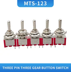 5pcs/10pcs Red Momentary/lock Mini MTS-123/MTS-103 3-Pin SPDT ON-OFF-ON 6A 125VAC  Miniature Toggle Switches