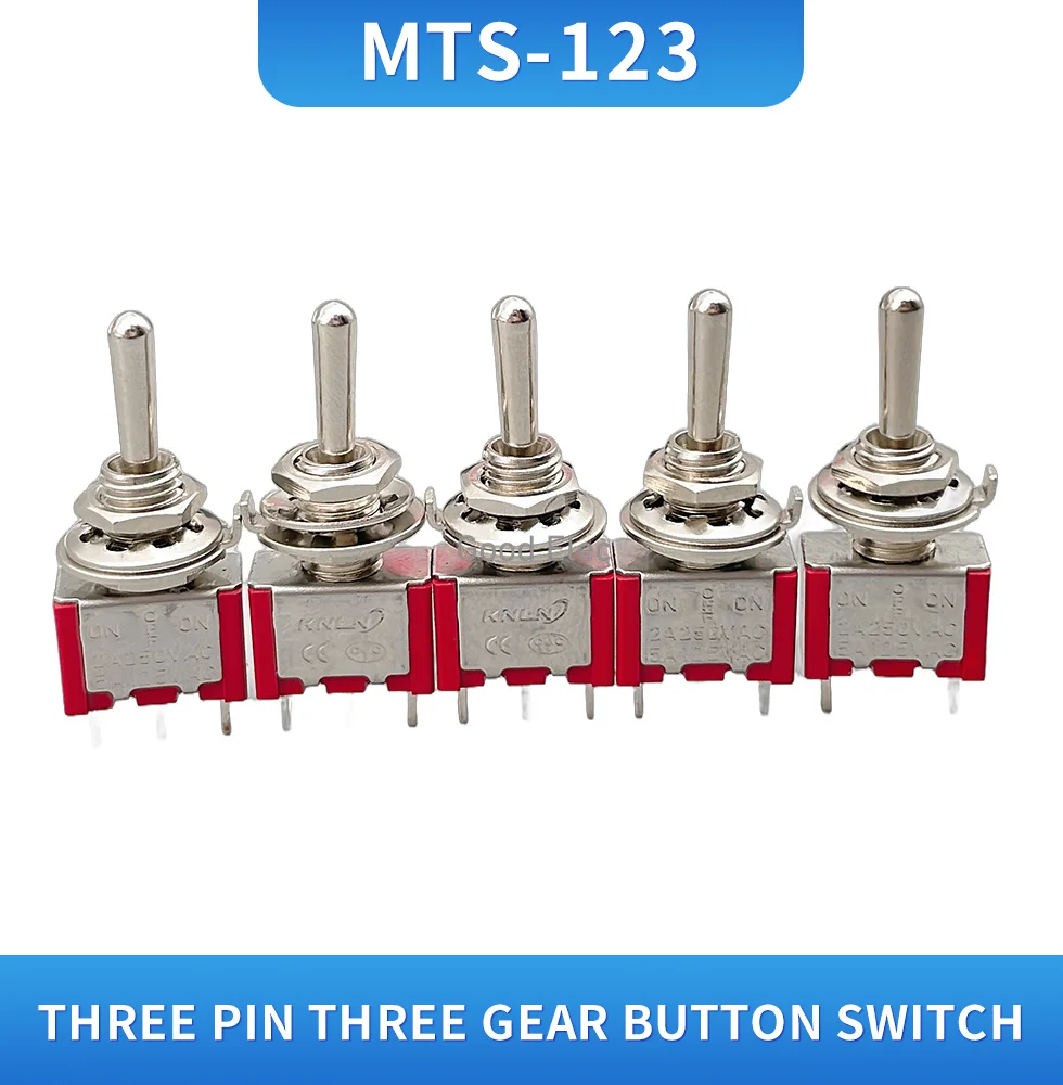 5 sztuk/10 sztuk czerwony chwilowy/blokada Mini MTS-123/MTS-103 3-Pin SPDT ON-OFF-ON 6A 125VAC miniaturowe przełączniki dwupozycyjne