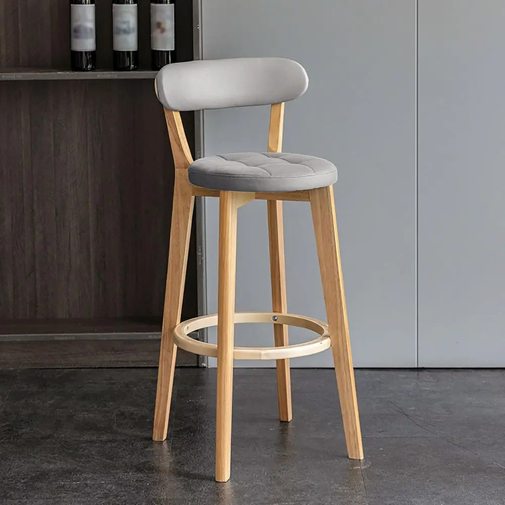 

Барные стулья высотой 28 дюймов, барные стулья в стиле середины века из искусственной кожи с ножками из массива дерева и подставкой для ног, барный стул без подлокотников для кухни