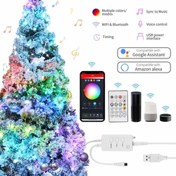 Tuya WiFi สมาร์ทไฟ Fairy กลางแจ้งกันน้ำ RGB String ไฟ USB APP ควบคุมเพลง Garland ไฟ Alexa Google Home