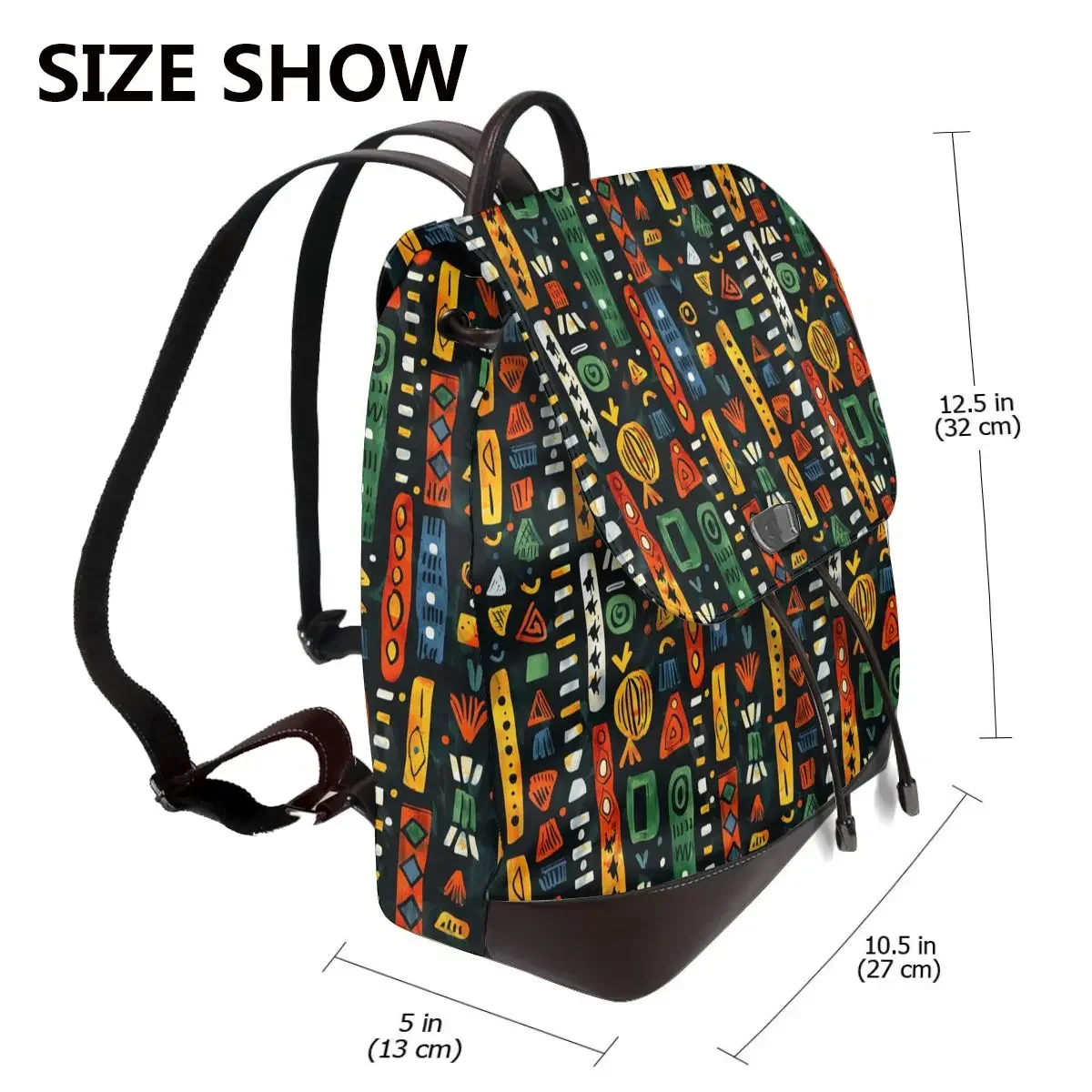 New Women's Multifunction Bohemian Pattern Design Backpack Casual Leather School Bag For Girls Fashion Travel Shoulder Bag