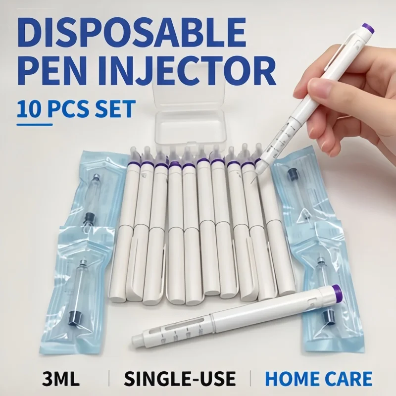10Pcs Medical Grade Disposable Pen Injector 3ml, Single-Use Insulin & HGH Aid, Portable Design for Home Personal Care