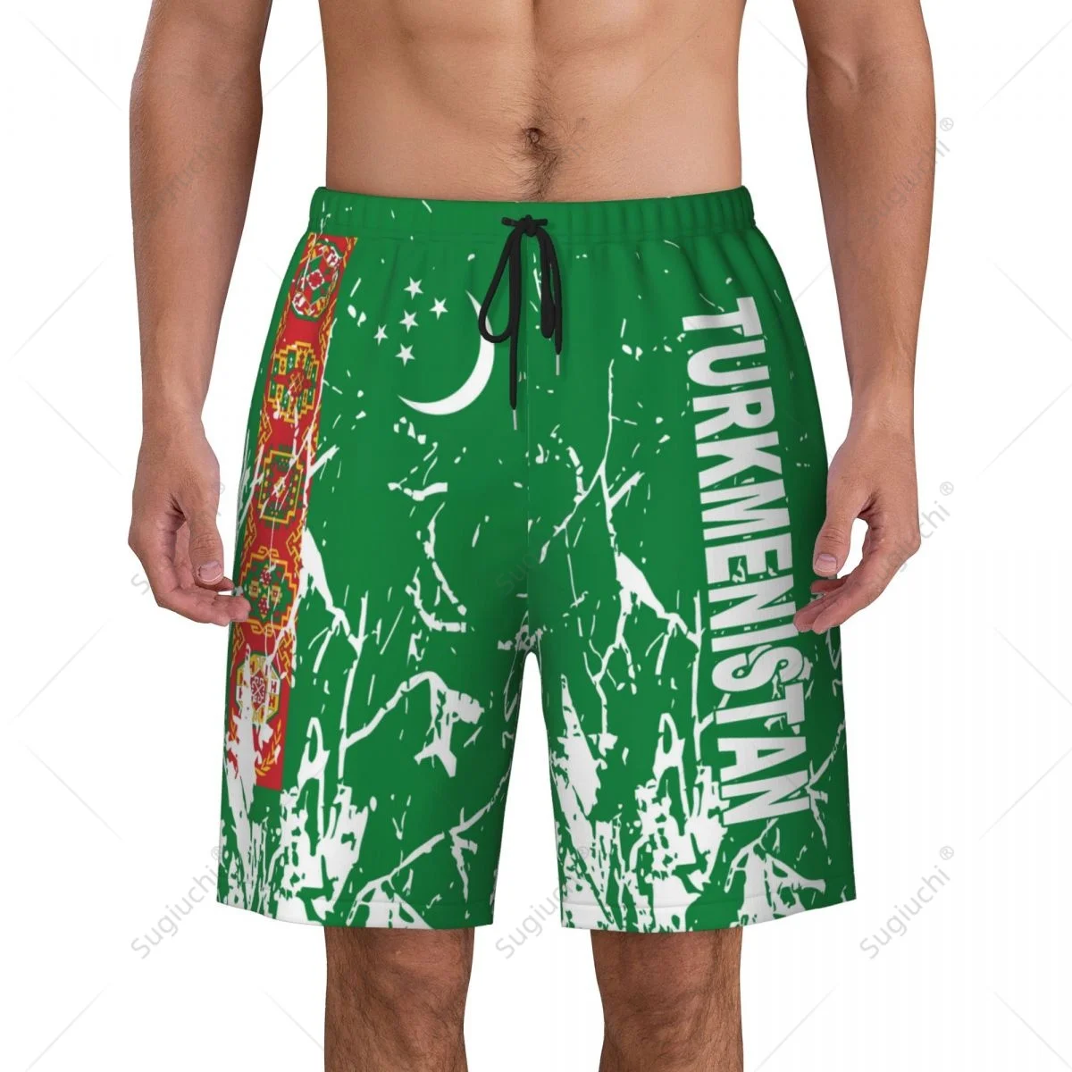 Men's Turkmenistan Flag Beach Pants Board Shorts Surfing Boys Soccer Cycling Swimwear Running Polyester