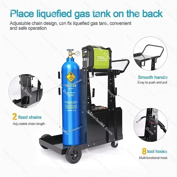Electric welding trolley two-protection welding car gas shielded welding special mobile hand-pulled car auto repair tool image 4
