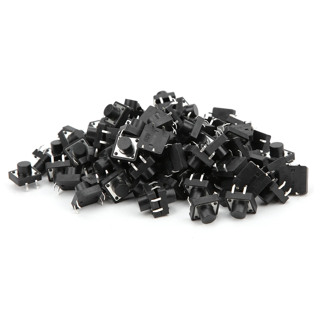 

100PCs Momentary Tactile Button Switch Industrial Supply Engineering Plastic DIP 12 x 12 x 8mm