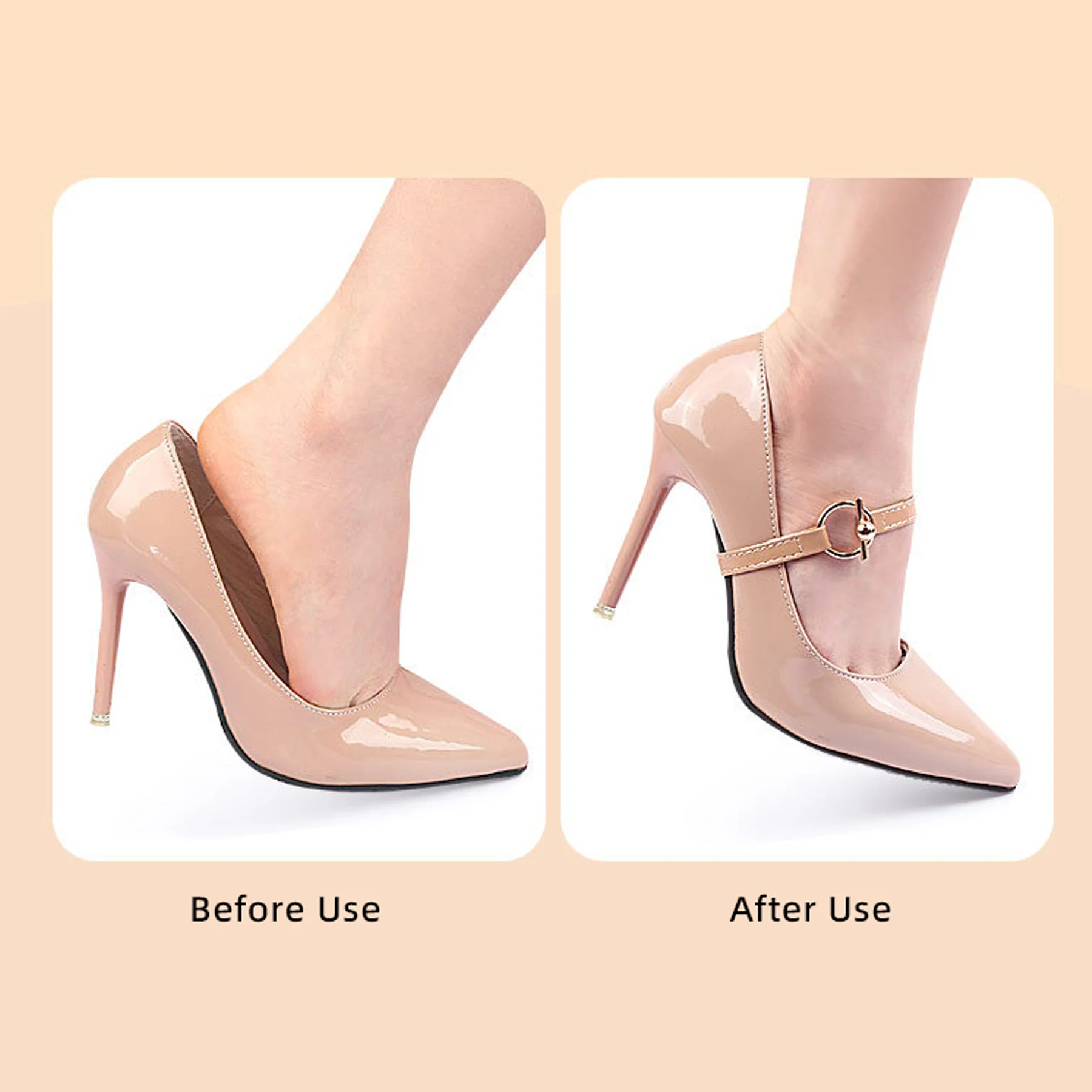 Anti-Drop Heel Harness Sandals, sapatos de salto alto único, não siga o pé, instalação gratuita, elástico fixo