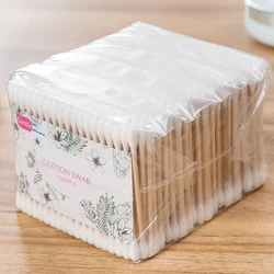 Double Head Cotton Swab para Mulheres, Maquiagem Cotton Buds, Wood Sticks, Nose Ears Cleaning, Health Care Tools, 100 Pcs, 500Pcs