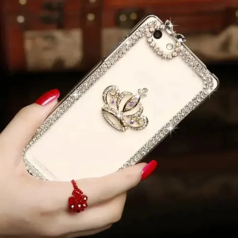 Fashion Bling Glitter Crystal Rhinestone Chain Clear Soft Phone Case Cover For Samsung S24 S20 S10 S21 S22 S23Plus Note20 10 9