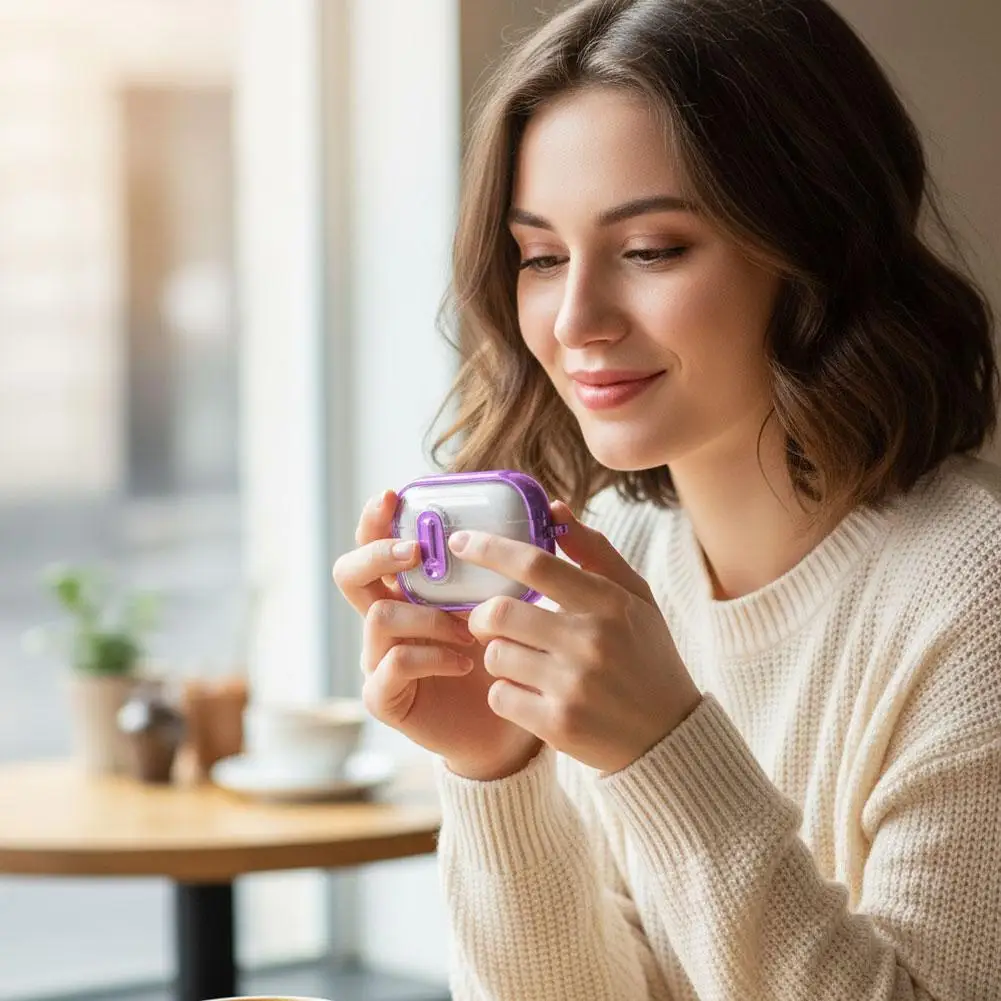 غطاء كريستال شفاف لأجهزة Airpods Pro3 مع قفل مفتاح لأجهزة AirPods Pro 3 أو 4 أو Pro2nd حافظة شفافة مضادة للصدمات لسماعات الأذن