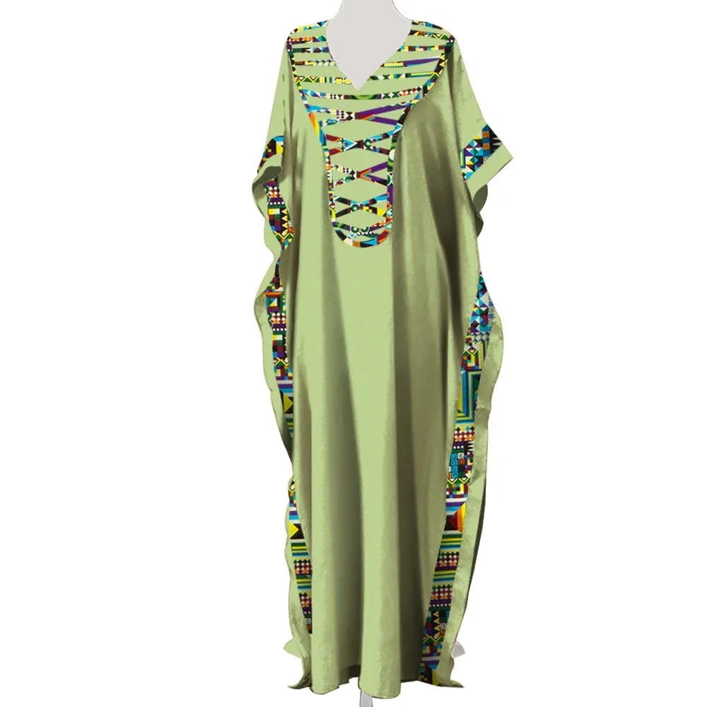 Африканские платья-халат Dashiki с v-образным вырезом для женщин, красочные повседневные свободные африканские платья для женщин, платье до