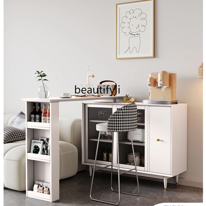 Family Bar Counter Sideboard Cabinet Retractable Living Room Sofa Hallway Balcony Leisure Small Bar Counter