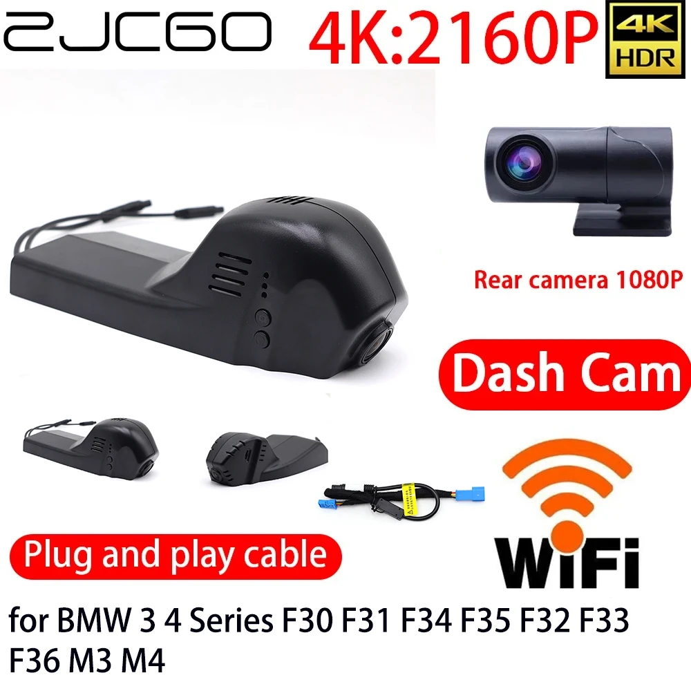 

ZJCGO 4K Car DVR Dash Cam Wifi Front Rear Camera 24h Monitor for BMW 3 4 Series F30 F31 F34 F35 F32 F33 F36 M3 M4