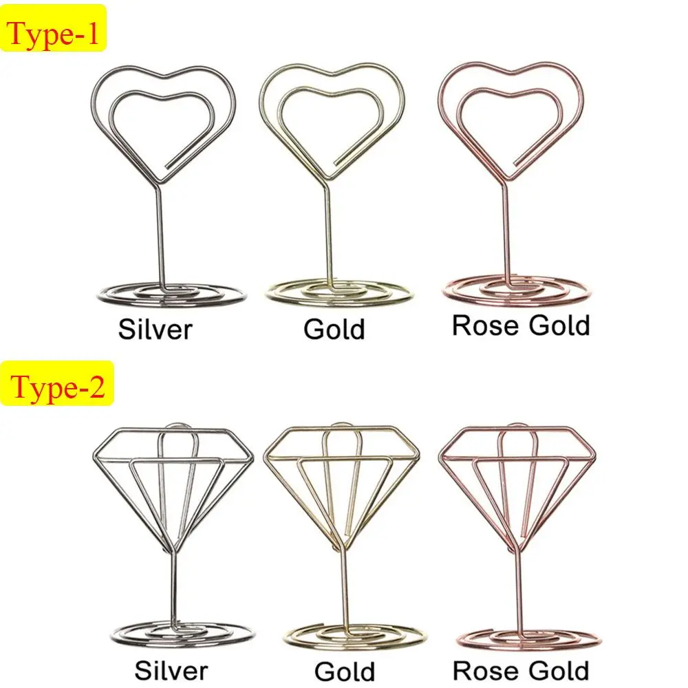 مشبك ورقي ذهبي وردي صغير لتزيين سطح المكتب ، مقاطع صور على شكل قلب ، بطاقة مكان الوقوف ، حامل أرقام الجدول ، الموضة